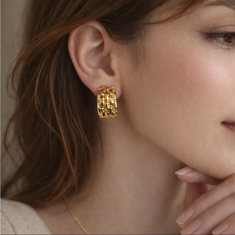 8 Other Reasons Woven Gold Plated Pierced Earrings